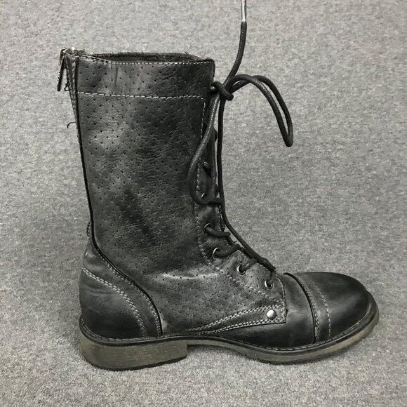 ROXY Seattle IV Black Faux Leather Zip Up Combat Moto Ankle Boots Womens Size 8 - Picture 5 of 11